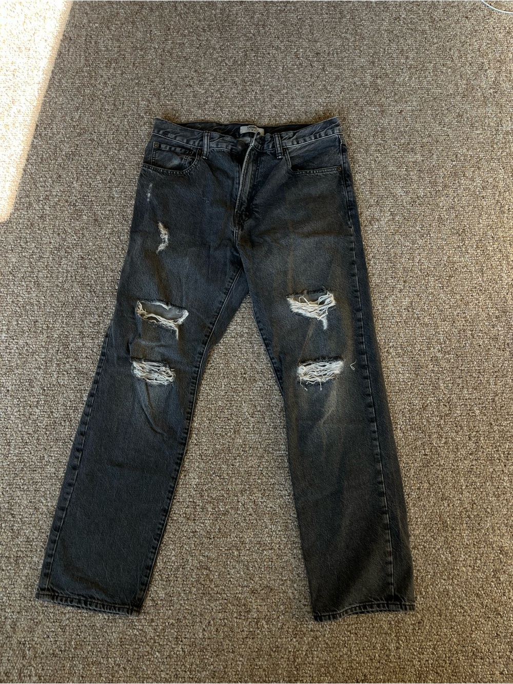 H&M Black Distressed Straight Jeans
